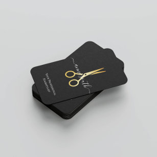 QR Code Gold Scissor Hairstylista tarjeta de visit