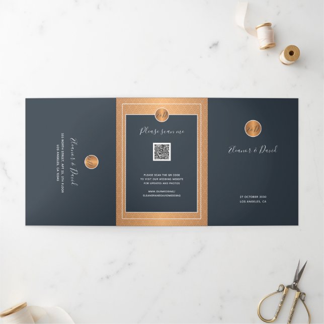 QR CODE invitación a la boda de oro de cobre de la (Exterior)