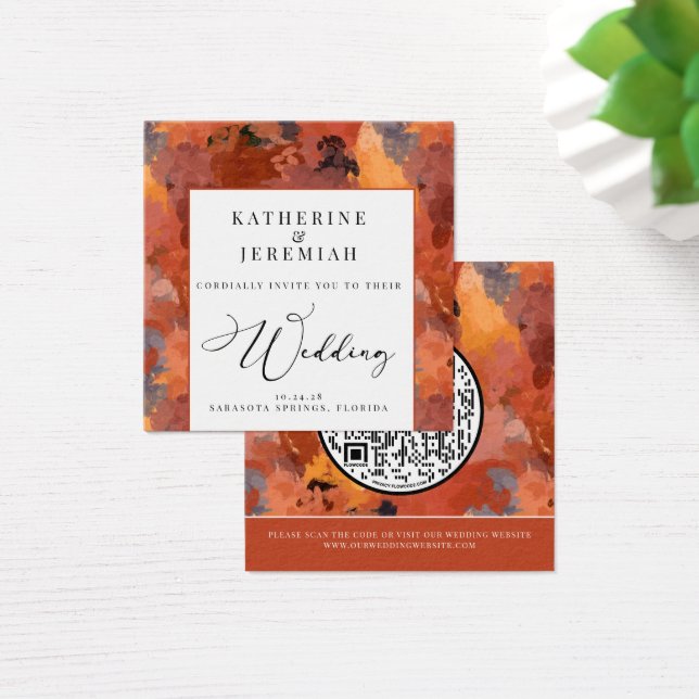 QR Code Modern Terracotta Boho Wedding Invitation (Escritorio)