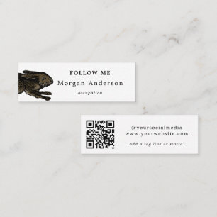QR Code Rabbit Social Media Mini tarjeta de visita