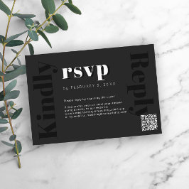 QR CODE respuesta de boda en línea negro moderno r