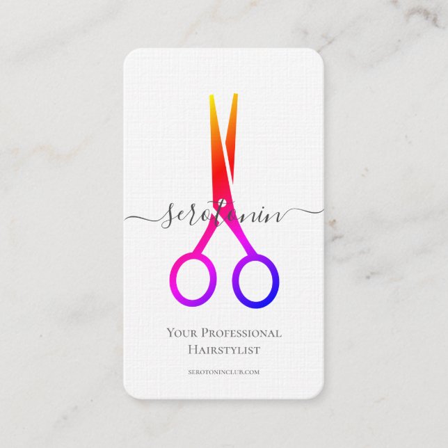 QR Code Scissor Hairstylista Tarjeta de presentaci (Anverso)