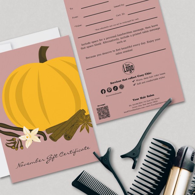 QR Code Services Certificado de regalo de hairstyl (QR Code Services Pink Hairstylist Gift Certificate)