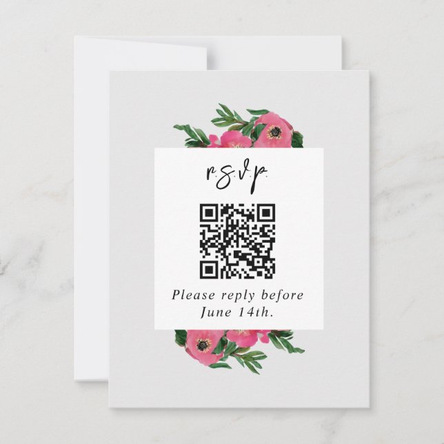 QR Código acuarela Anemone Wedding RSVP (Anverso)