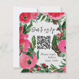 QR Código acuarela Boda anémica rosa RSVP