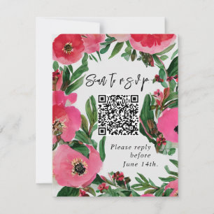 QR Código acuarela Boda anémica rosa RSVP