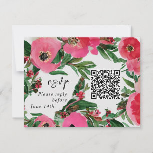 QR Código acuarela Boda anémica rosa RSVP