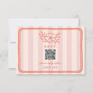 QR Código banda rosa Boda floral QR RSVP