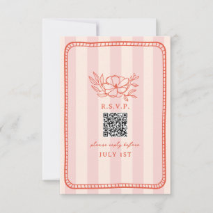 QR Código banda rosa Boda floral QR RSVP
