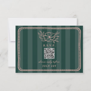 QR Código banda verde Boda floral QR RSVP