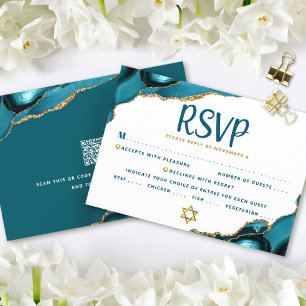 QR Código Bat Mitzvah Turquoise Agate Tarjeta RSVP
