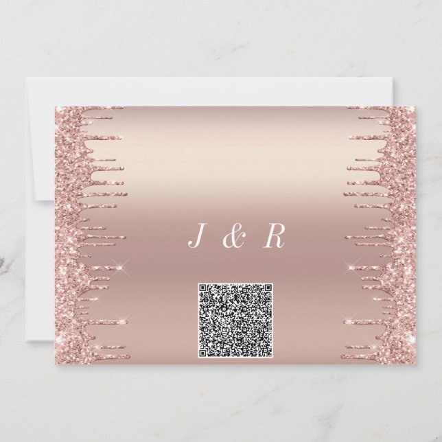 QR Código Boda Invitación Rosa Perforaciones Rubor (Reverso)