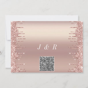 QR Código Boda Invitación Rosa Perforaciones Rubor