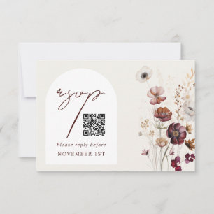 QR Código Borgoña Anemone Arch Floral Wedding RSVP