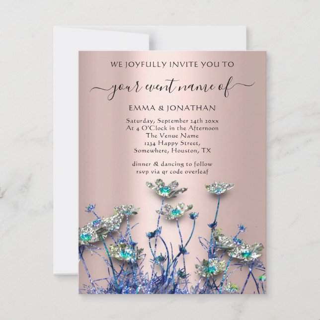 QR CÓDIGO Floral Meadow Flor silvestre Rosa azul (Anverso)