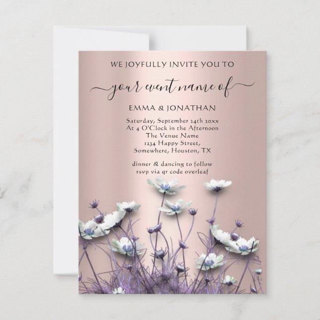 QR CÓDIGO Floral Meadow Flor silvestre Rosa morado (Anverso)