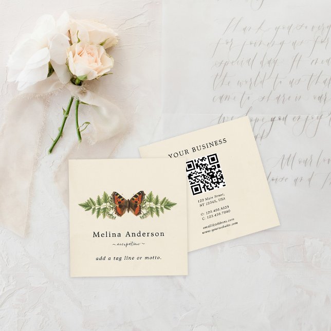 QR Código mariposa tarjeta de visita cuadrada botá (Subido por el creador)