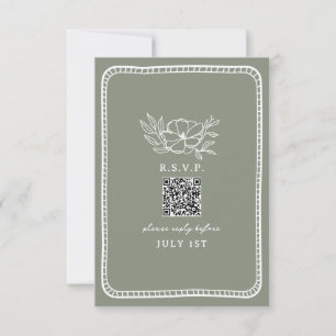 QR Código Sage Boda floral verde QR RSVP