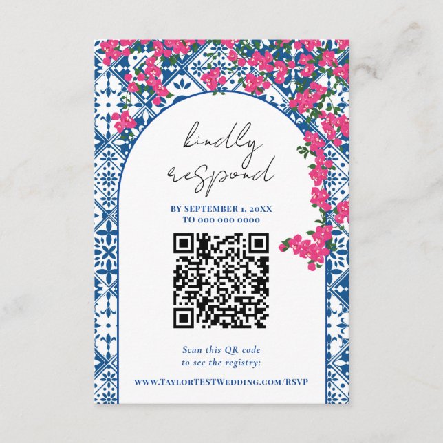 QR Elegant Caligraphy Boda tarjeta de respuesta RS (Anverso)