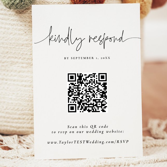 QR Elegant Caligraphy Boda tarjeta de respuesta RS (Subido por el creador)