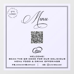 *~* QR Pastel Simple LOGO MENÚ Calcomanía de Venta