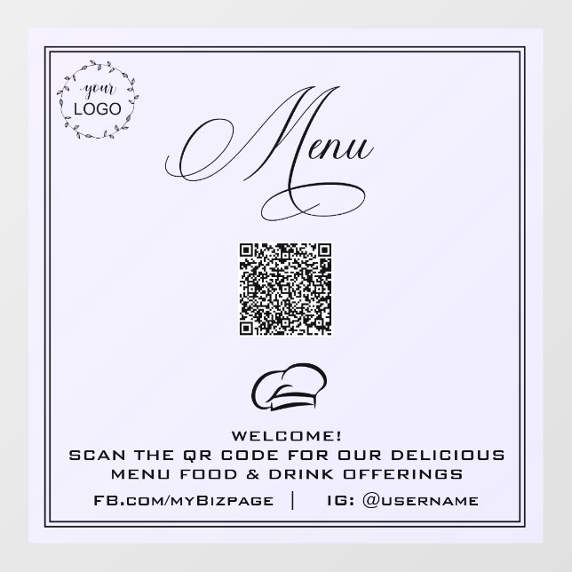*~* QR Pastel Simple LOGO MENÚ Calcomanía de Venta (Hoja)