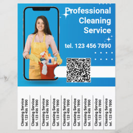 QR Servicio de limpieza de código Flyer Tear fuera