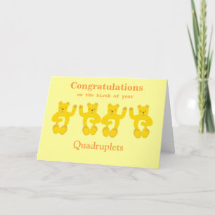 Quadruplets Felicitaciones por la tarjeta de nacim