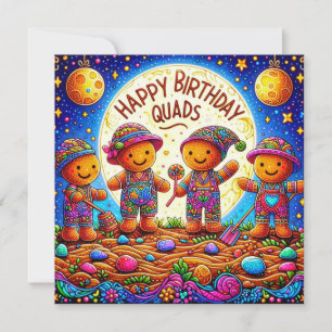 QUADS ~ Tarjeta de cumpleaños ~ Gingerbread Men ~