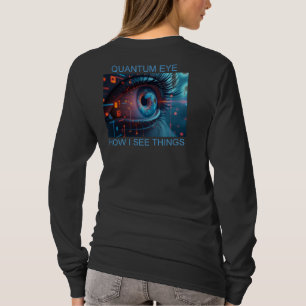 Quantum Eye cosas mujeres negro camiseta manga lar