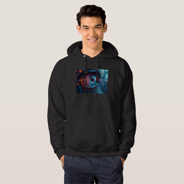 Quantum Eye men sudadera encapuchada negra (Anverso completo)