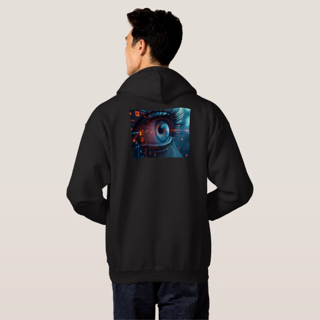 Quantum Eye men sudadera encapuchada negra (Reverso completo)