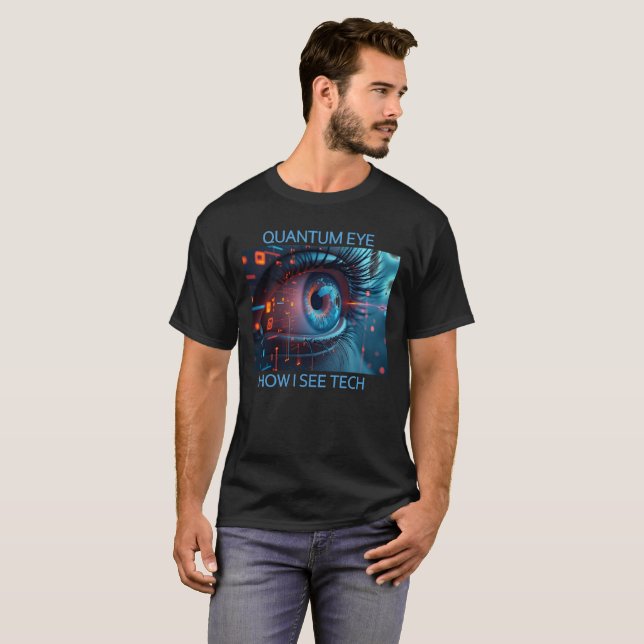 Quantum Eye Tech hombres camiseta negra (Anverso completo)