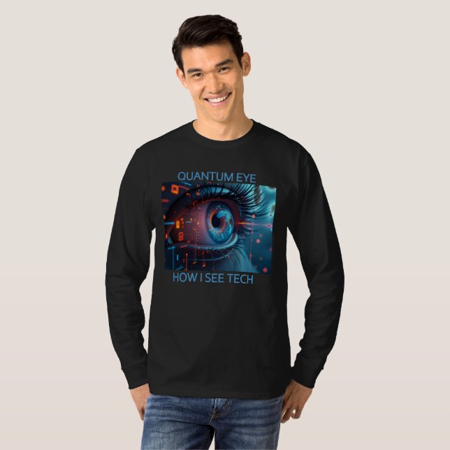 Quantum Eye Tech hombres camiseta negra de manga l (Anverso completo)