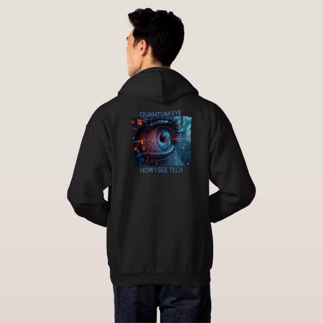 Quantum Eye Tech hombres sudadera encapuchada negr (Reverso completo)