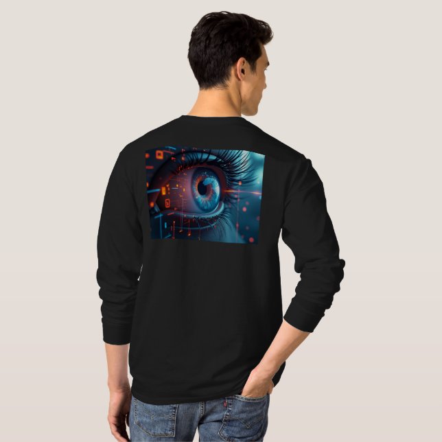 Quantum Ojo hombres de manga larga camiseta negra (Reverso completo)