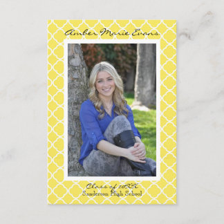 Quatrefoil amarillo - Invitación de graduación 3x5