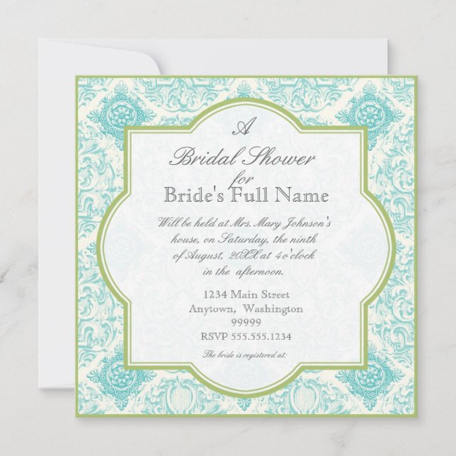 Quatrefoil Aqua Blue Iris - Invitación a la ducha  (Anverso)