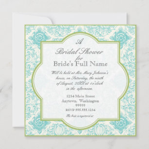Quatrefoil Aqua Blue Iris - Invitación a la ducha 