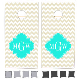 Quatrefoil de Chevron blanco beige 3 Monograma