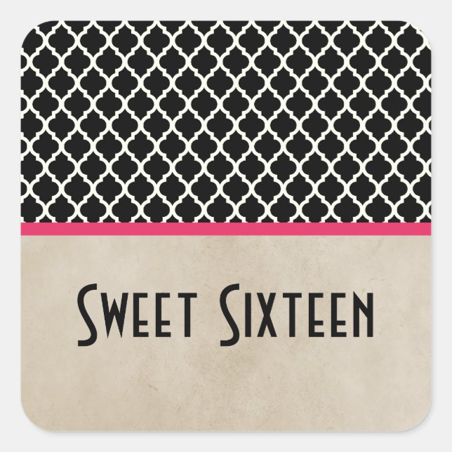 Quatrefoil de Moda rosa dulce 16 Pegatinas (Anverso)