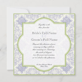 Quatrefoil de tela azul Delft - Invitación a la bo