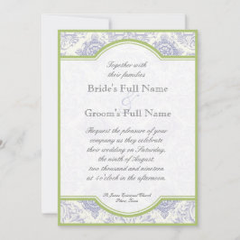 Quatrefoil de tela azul Delft - Invitación a la bo