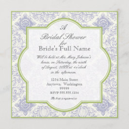 Quatrefoil de tela azul Delft - Invitación a la du