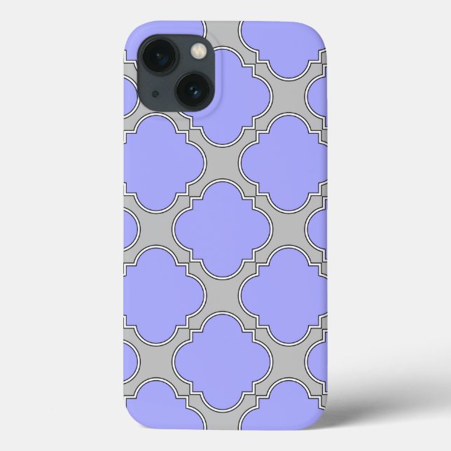 Quatrefoil periwinkle y Funda gris Mate iPhone ca (Reverso)