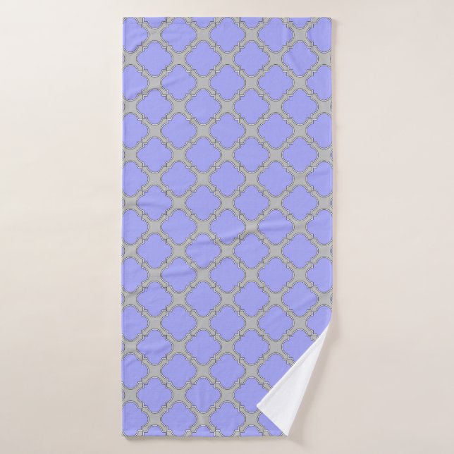Quatrefoil periwinkle y gris (Toalla de baño)