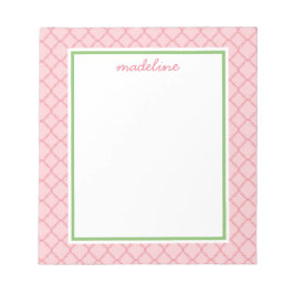 Quatrefoil rosa | Bloc de notas rosa y verde