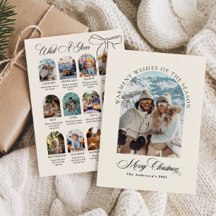 Qué año Tarjeta de Navidad Foto con Lazo Revisión 