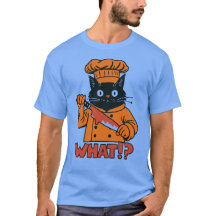 ¿Qué?" Camiseta de gato de Chef espeluznante para