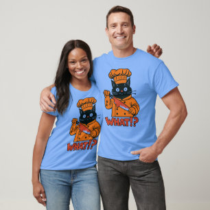 ¿Qué?" Camiseta de gato de Chef espeluznante para 